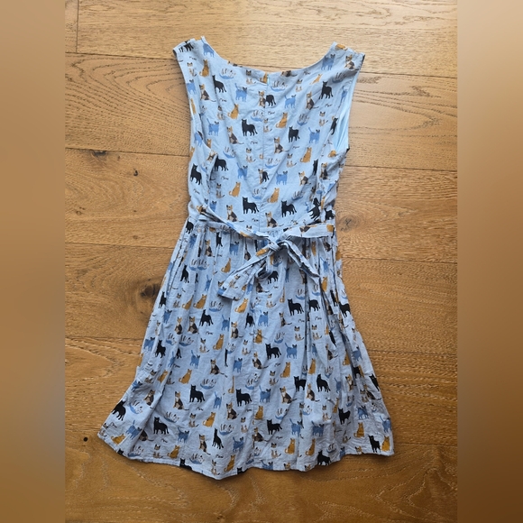 SM Wardrobe Della Cat Print Sleeveless Tie Back Dress Size XL - Picture 6 of 12